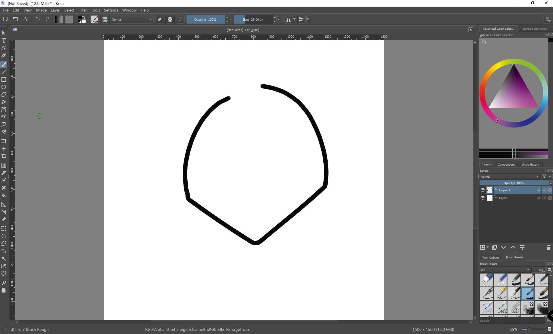 a circle drawn in KRITA on windows using Wacom CTL-671