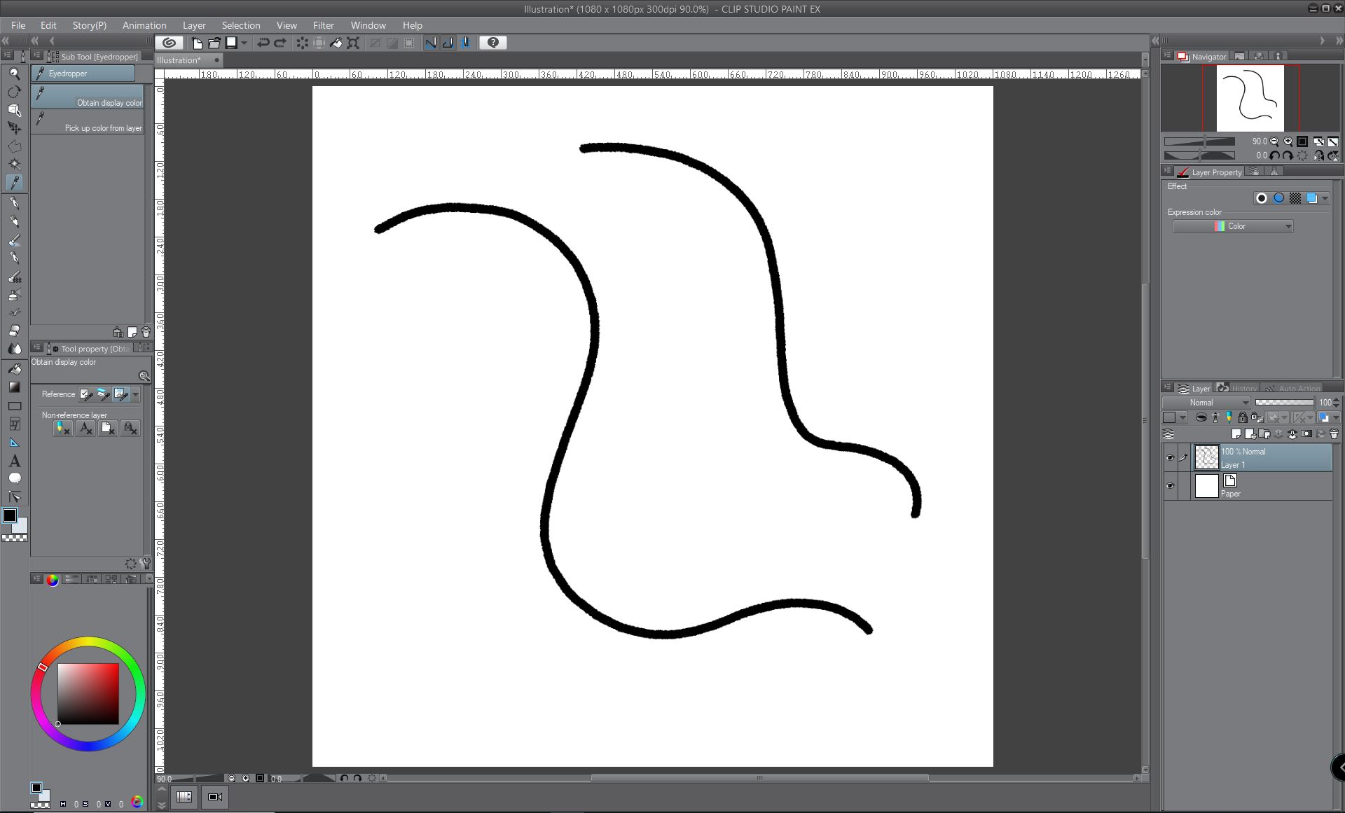 few strokes drawn in CLIP STUDIO PAINT EX on windows using Wacom CTL-671